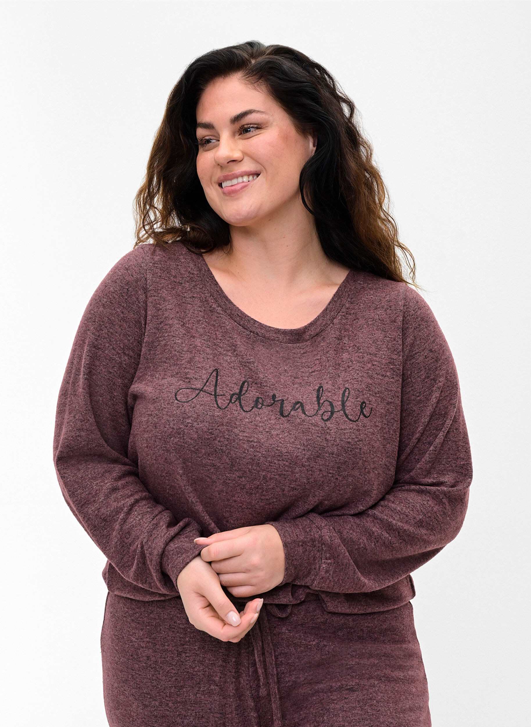 Zizzi Melange blouse in viscose blend, Port Royal Mel, Model image number 0