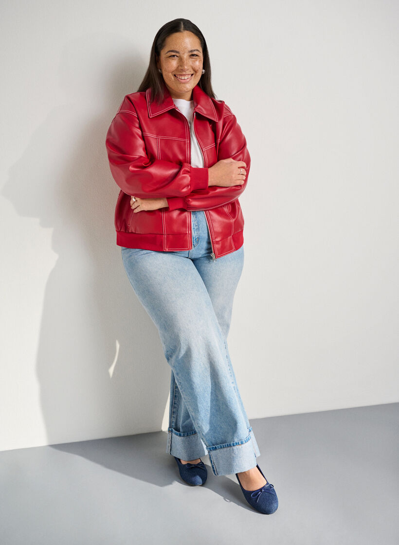 Szerokie - dzinsowa balerina z kokardka, Niebieskie, Image