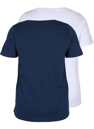 2-pack podstawowa koszulka bawelniana, Navy B/B White, Packshot image number 1
