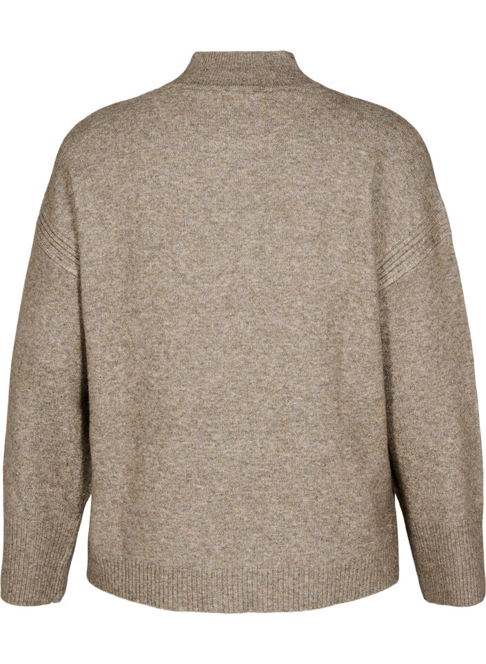 Dzianinowy sweter ze sciagaczami, Walnut Mel., Packshot image number 1