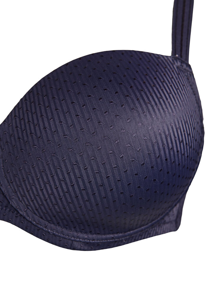 Ksztaltowany biustonosz z fiszbinami i wzorem, Niebieskie, Packshot image number 2