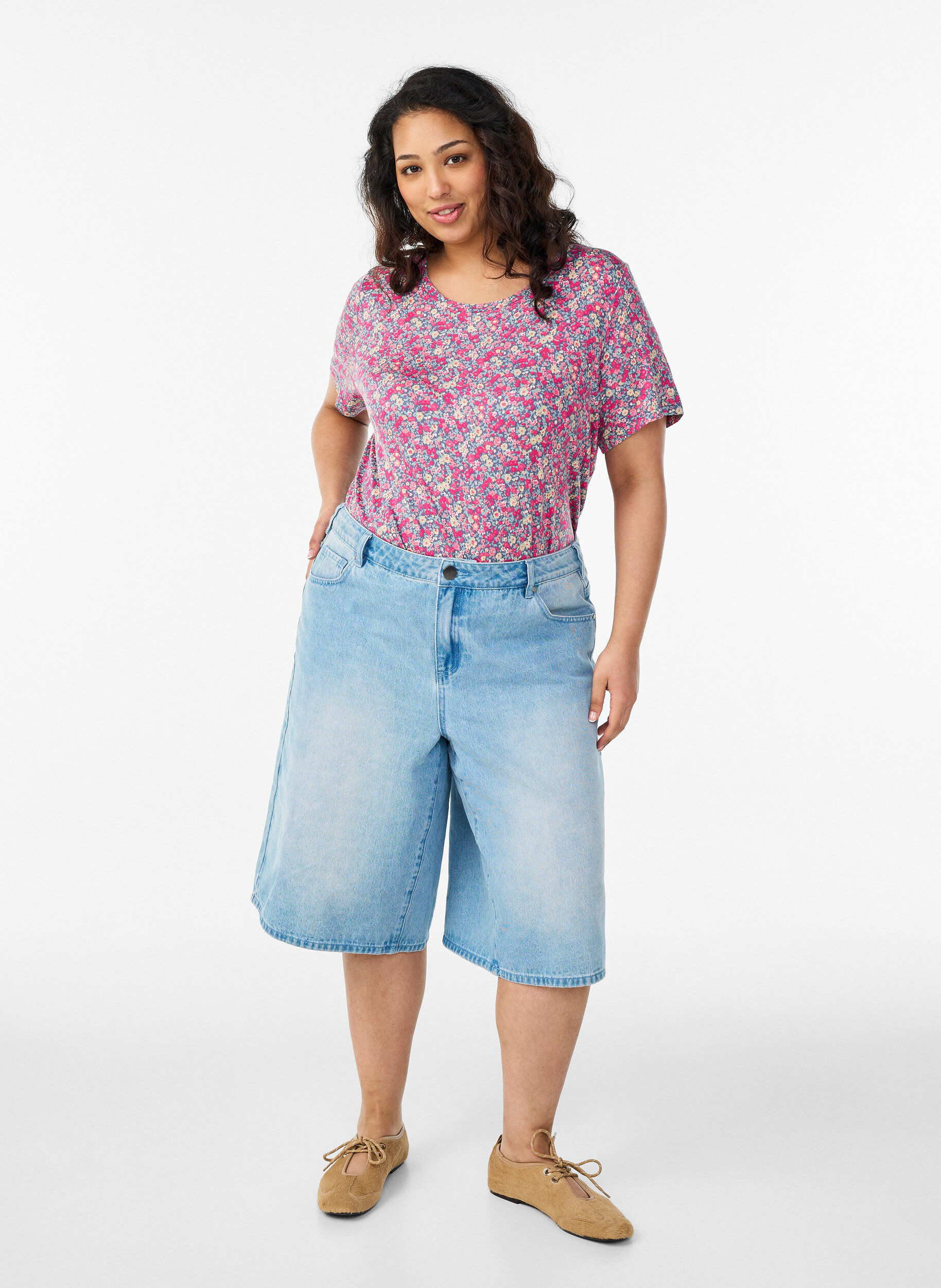 ZizziKoszulka z nadrukiem w kwiaty, R&oacute;żowy, Model image number 1