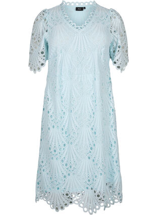 Szydelkowa sukienka z krótkimi rekawami, Delicate Blue, Packshot image number 0