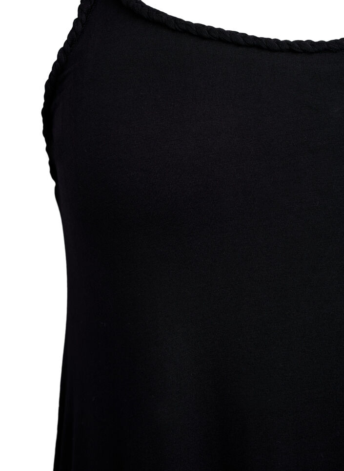 Sukienka plazowa z wiskozy z plecionymi ramiaczkami, Czarne, Packshot image number 2