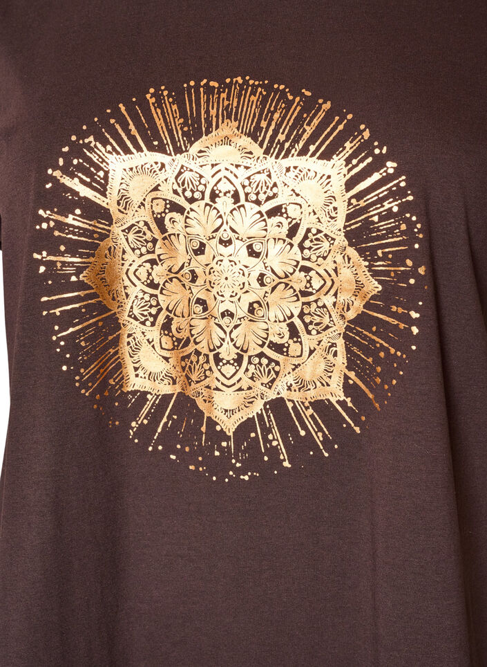 T-shirt z ozdobnym nadrukiem z przodu, Brązowy, Packshot image number 2