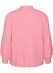Prazkowany sweter z bufiastymi rekawami i guzikami, R&oacute;żowy, Packshot image number 1