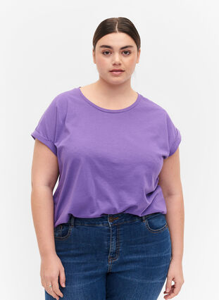 Koszulka z krótkimi rekawami wykonana z mieszanki bawelny, Deep Lavender, Model image number 0