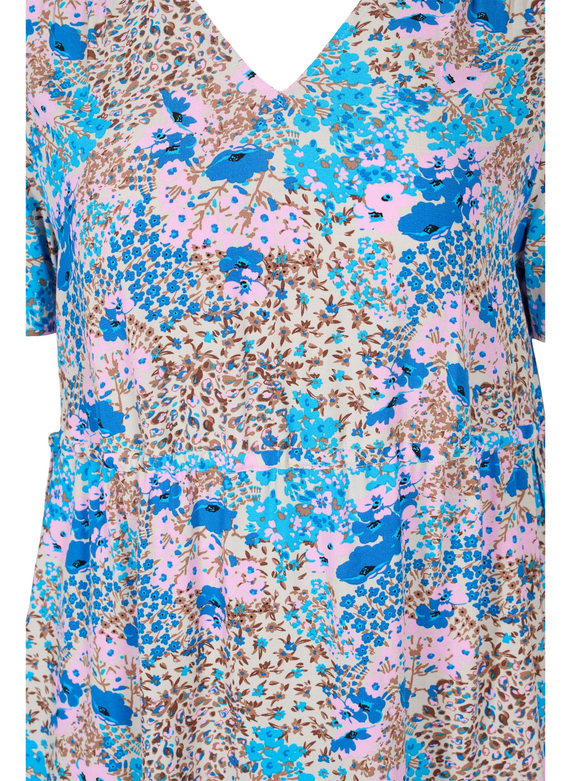 Zizzi Patterned dress with drawstring details, Blue Rose Flower, Packshot image number 2