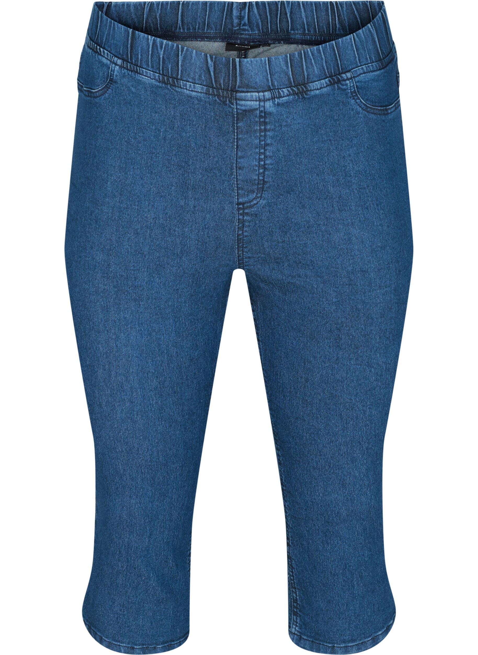 Zizzi Cotton blend capris, Dark blue denim, Packshot image number 0