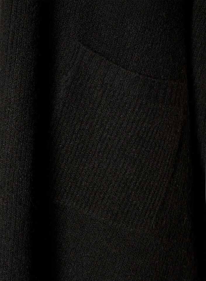 Kardigan z otwartym przodem i szerokimi rekawami, Czarne, Packshot image number 3