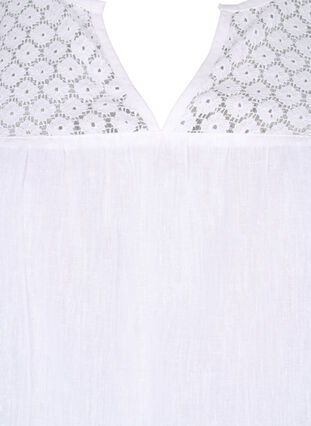 Bluzka z mieszanki bawelny z lnem i szydelkowymi detalami, Bright White, Packshot image number 2