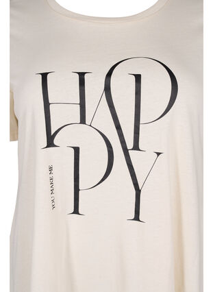 Bawelniany T-shirt z tekstowym nadrukiem, Buttercream HAPPY, Packshot image number 2