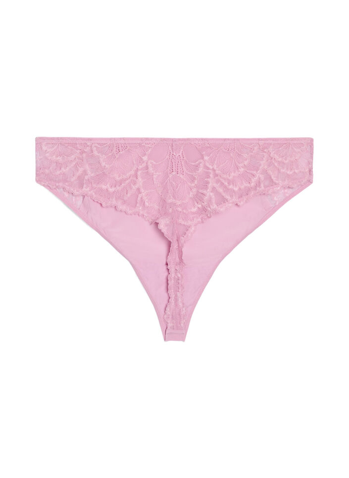 Stringi z koronka i mikrofibra, Różowy, Packshot image number 1