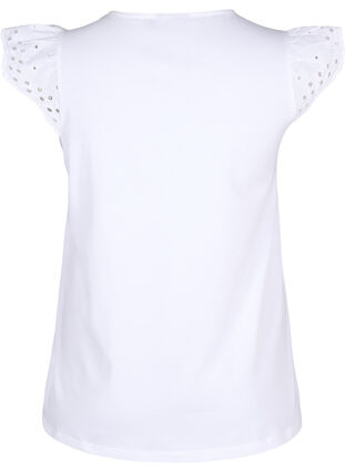 T-shirt z organicznej bawelny z haftem angielskim, Bright White, Packshot image number 1