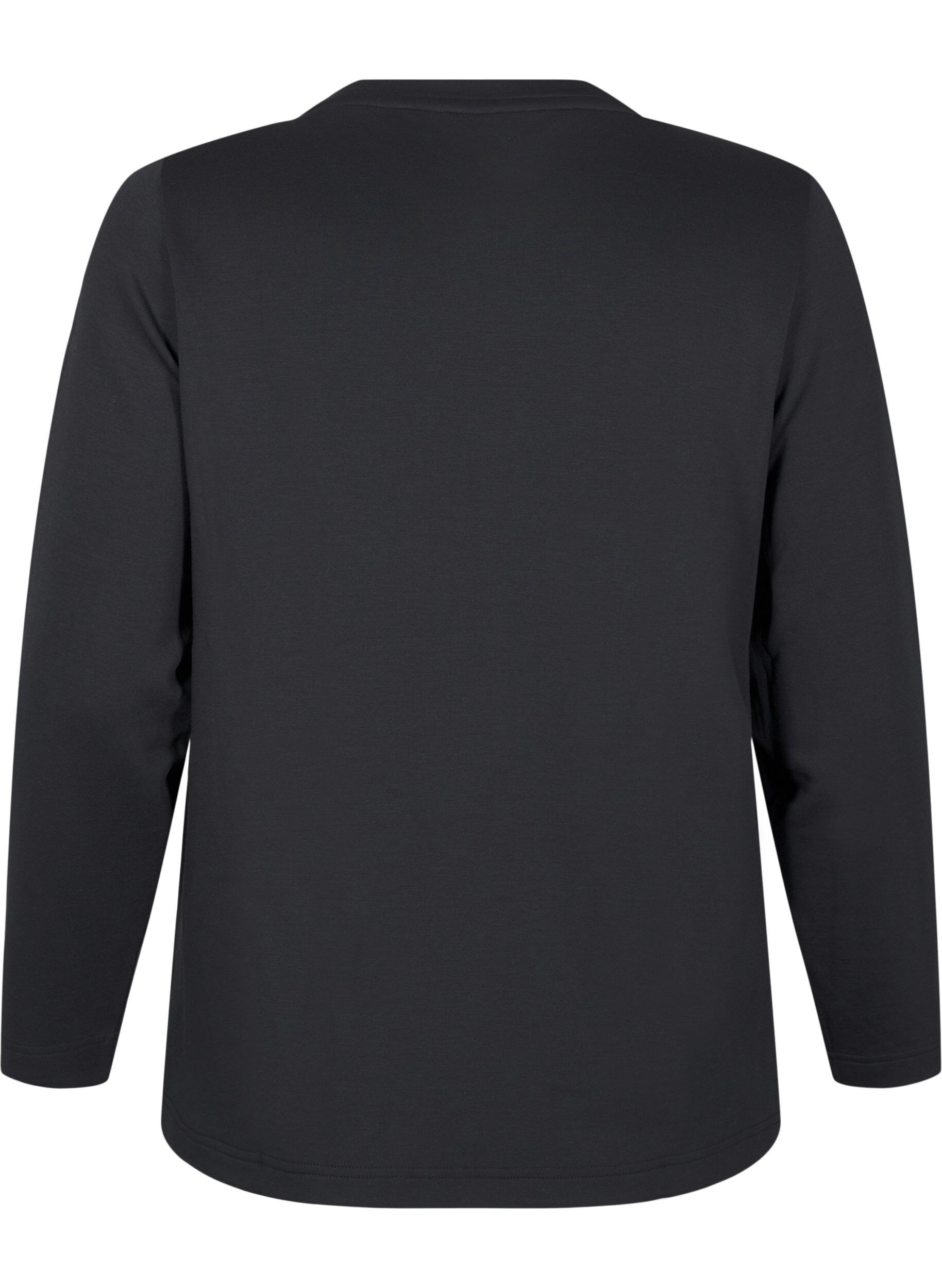 Zizzi Bluzka z mieszanki modalu z okraglym dekoltem, Czarne, Packshot image number 1