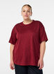 T-shirt z krysztalkami i okraglym dekoltem, Ciemnobordowy, Model image number 0