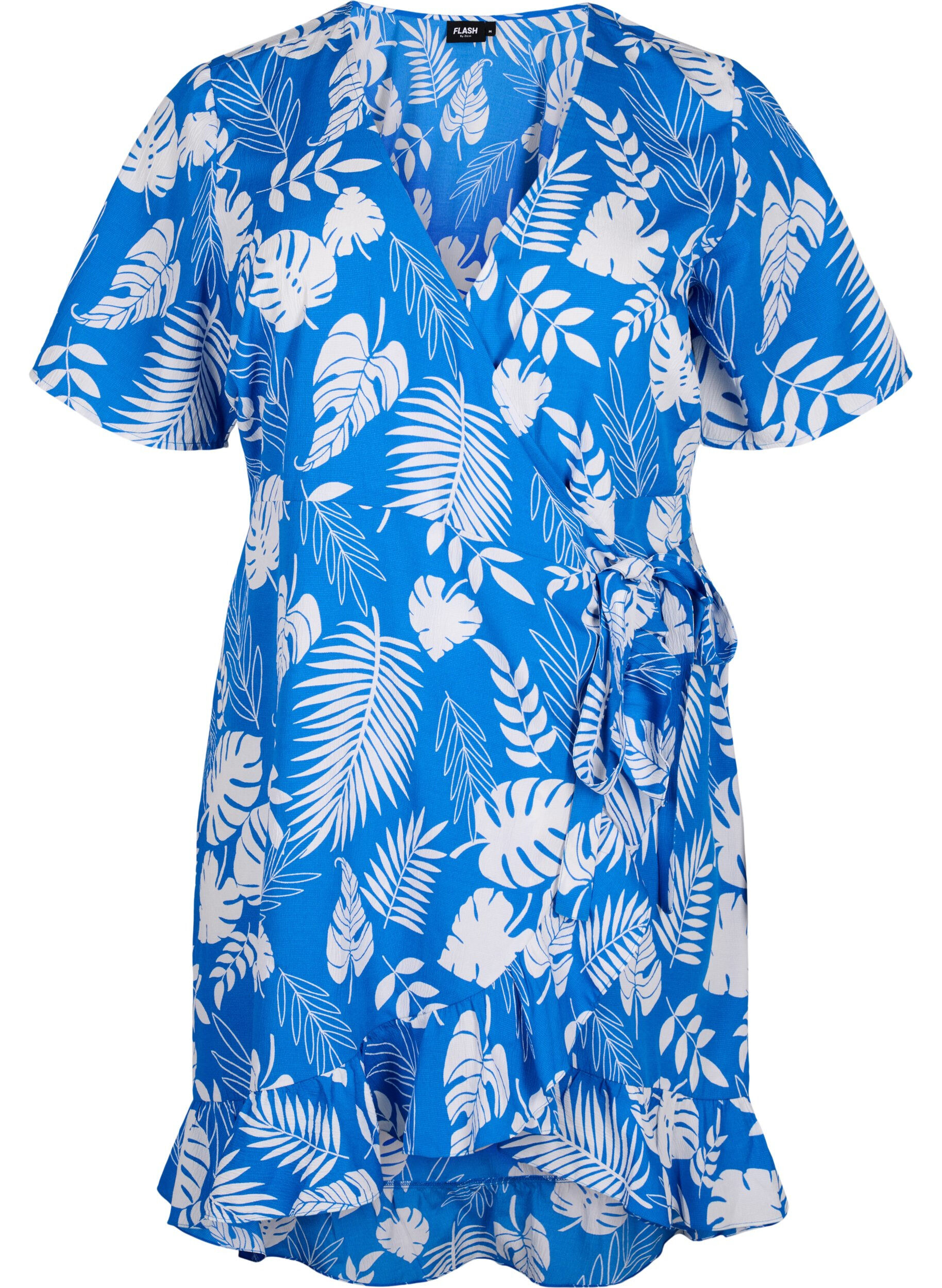 Zizzi Flash - Kopertowa sukienka z kr&oacute;tkim rekawem, Skydiver White AOP, Packshot image number 0