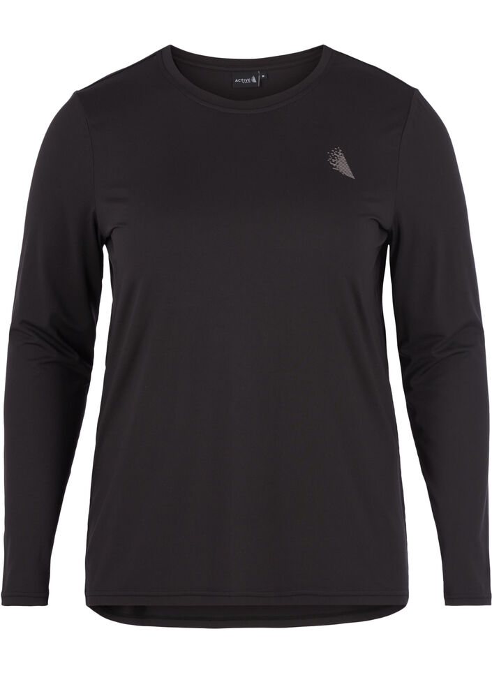 Top do fitnessu z dlugimi rekawami, Czarne, Packshot image number 0