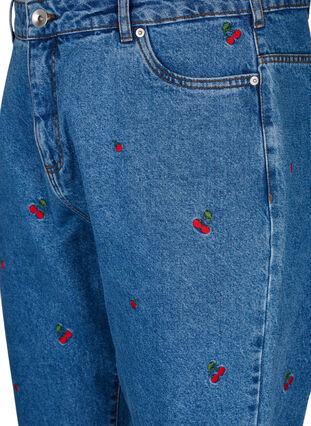  Jeansy Mille typu mom fit z haftem, Light Blue Cherry, Packshot image number 2