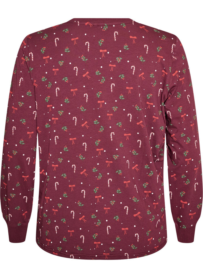 Wzorzysty top nocny, Ciemnobordowy, Packshot image number 1