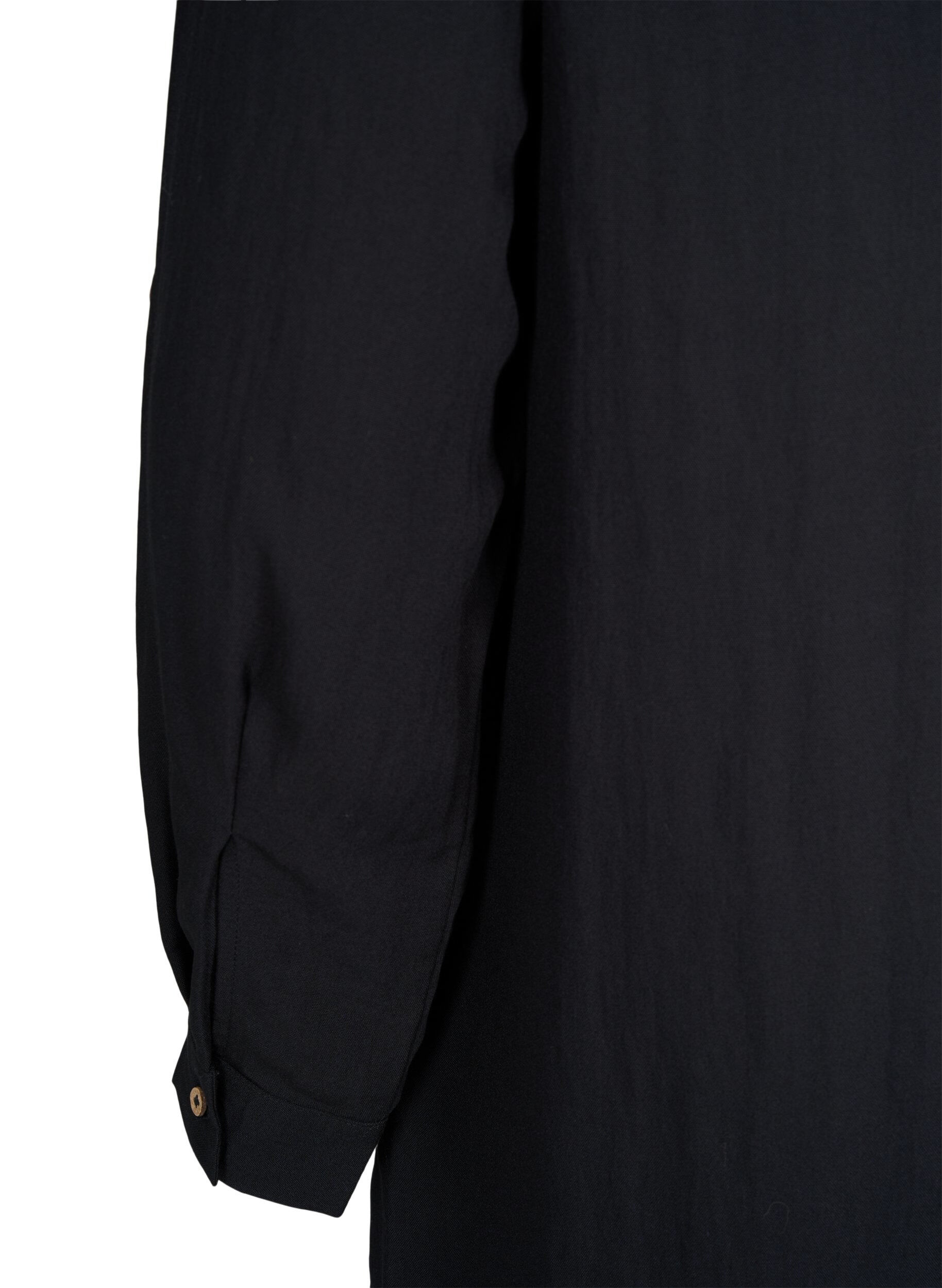 Zizzi Long plain viscose shirt, Black, Packshot image number 3