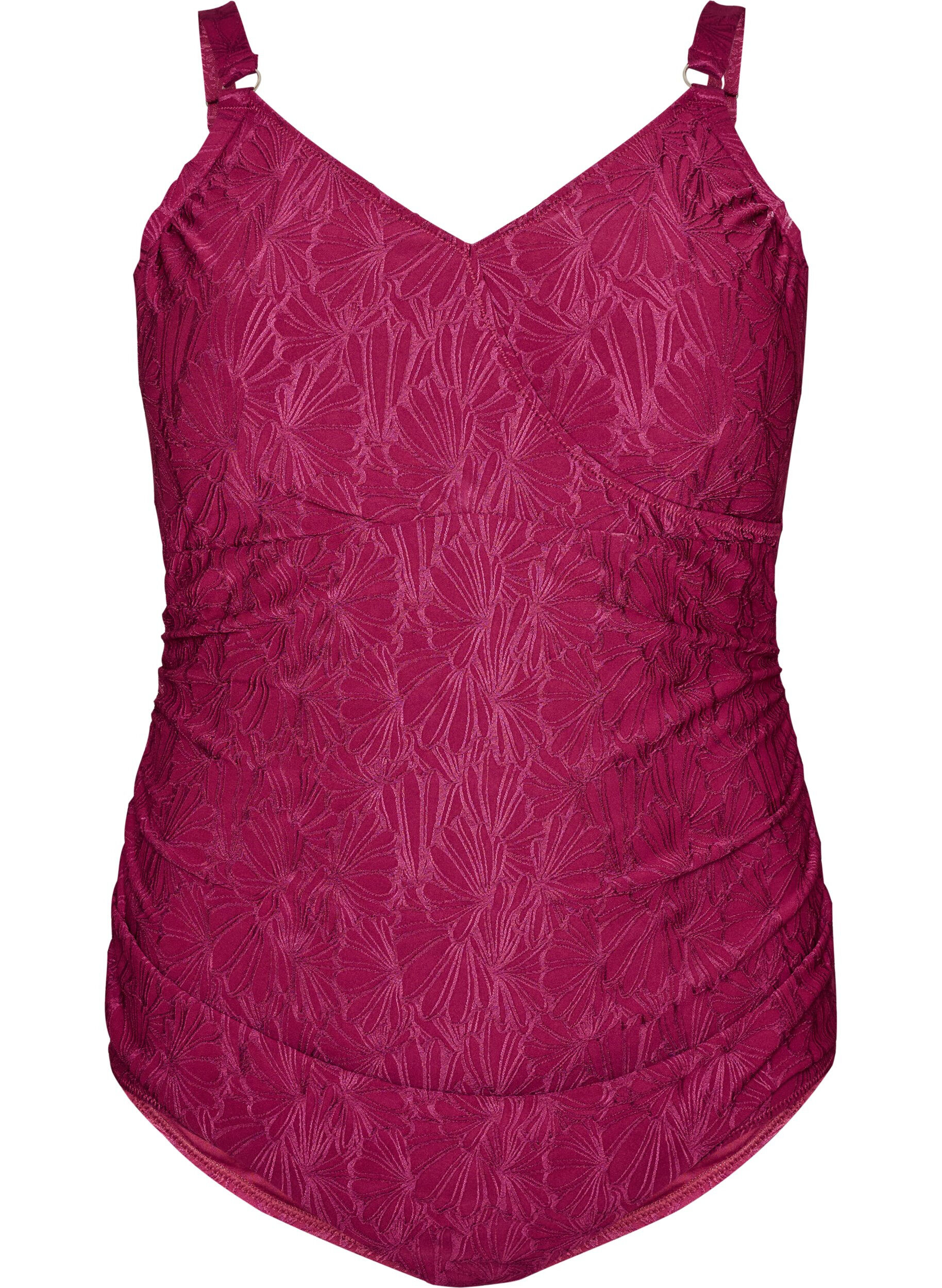 Zizzi Plaszczowy str&oacute;j kapielowy z motywem kwiatowym w tym samym kolorze, Czerwony, Packshot image number 0