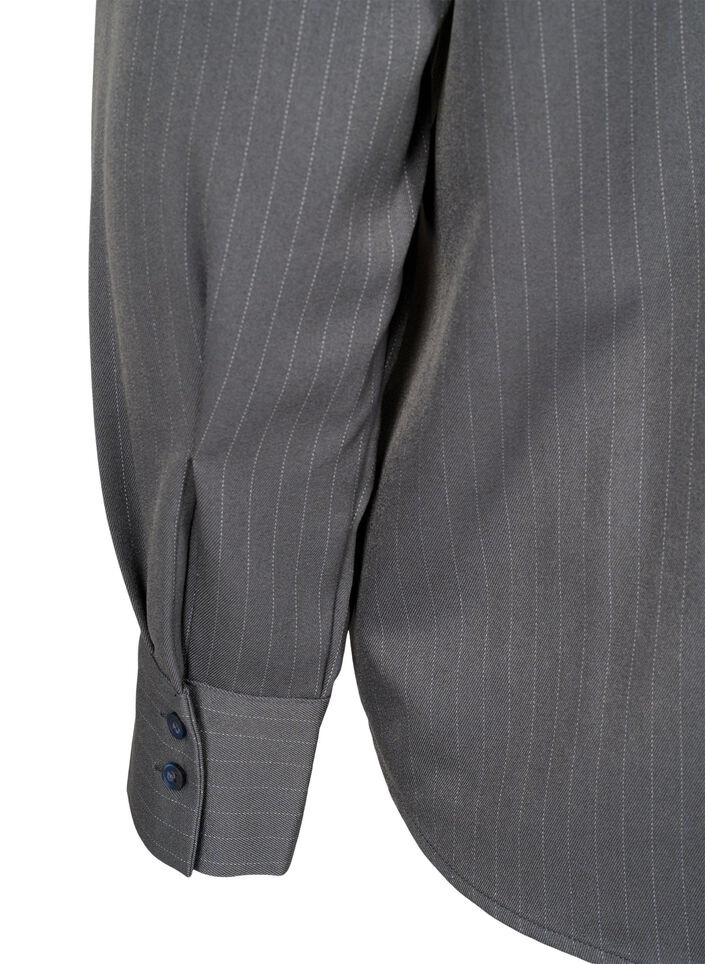 Prazkowana koszula z kolnierzykiem i kieszeniami na piersi, Dark Shadow Pin St., Packshot image number 4