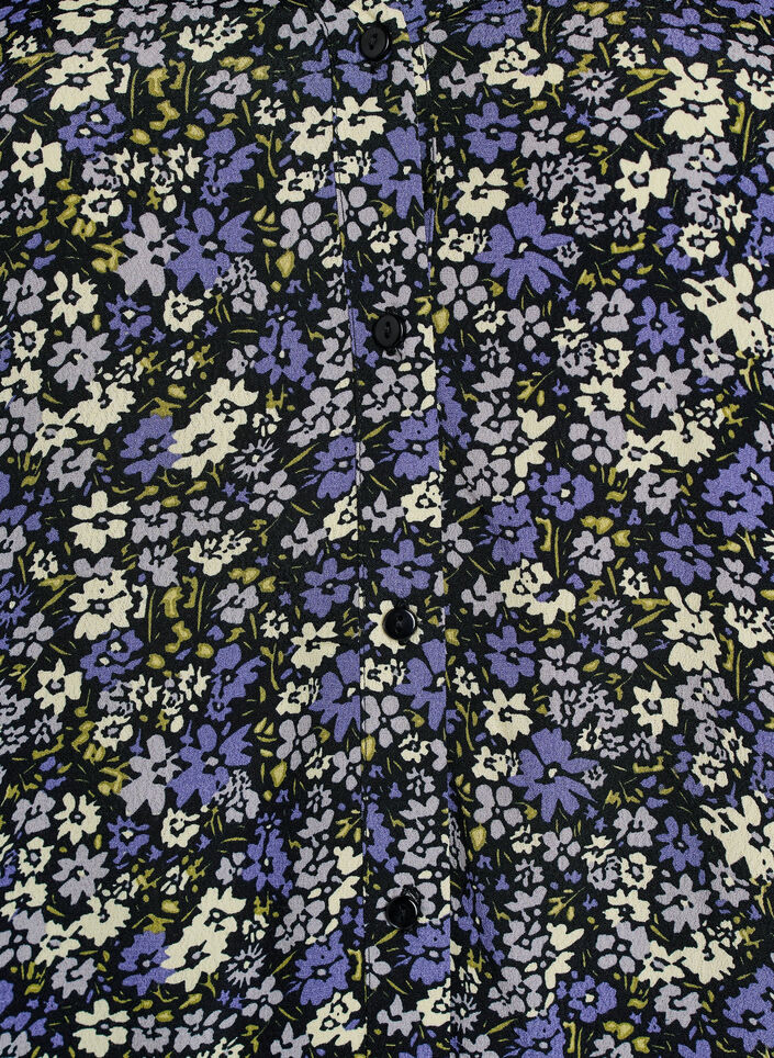 Bluzka z wiskozy z nadrukiem i zapinaniem na guziki, Czarne, Packshot image number 2