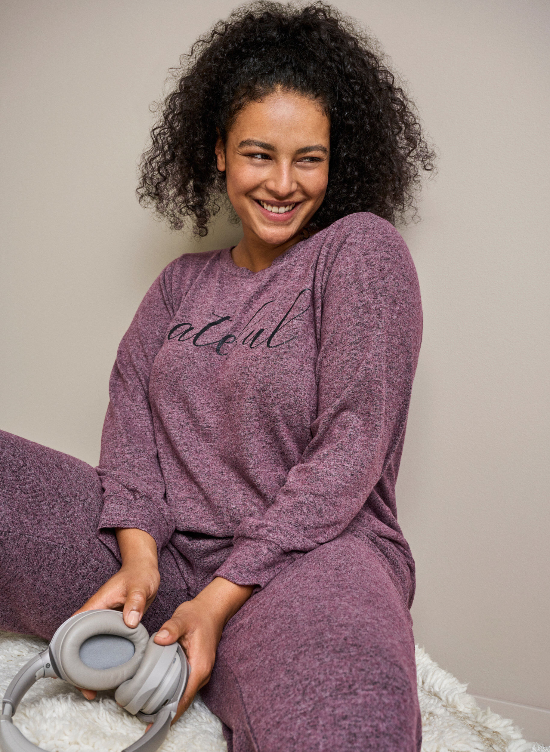 Zizzi Melange blouse in viscose blend, Port Royal Mel, Image image number 0