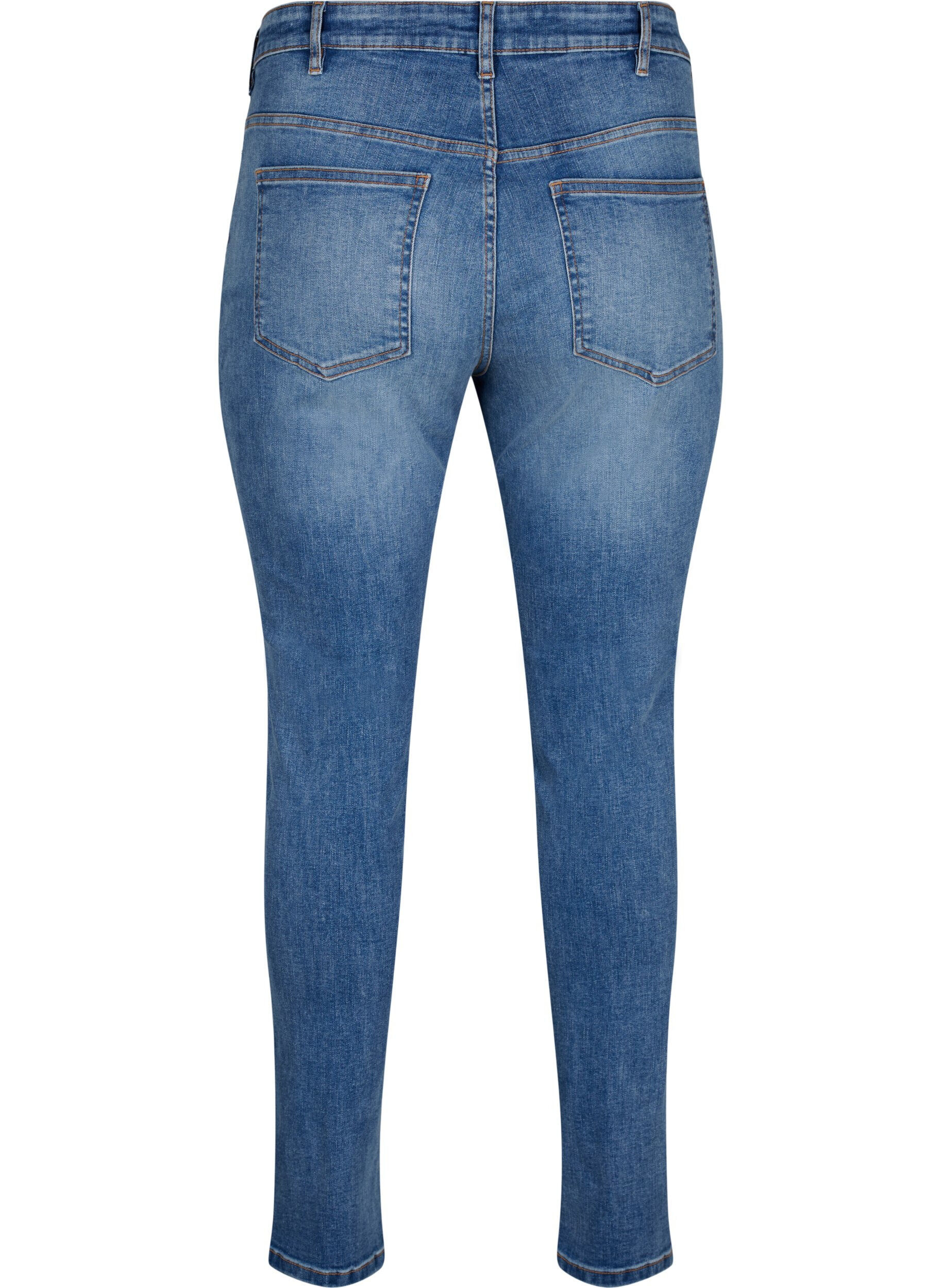 Zizzi Jeansy Sanna o bardzo obcislym kroju z zapieciem na guziki, Blue denim, Packshot image number 1
