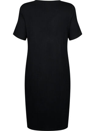 Wiskozowa sukienka midi z krótkimi rekawami, Black, Packshot image number 1