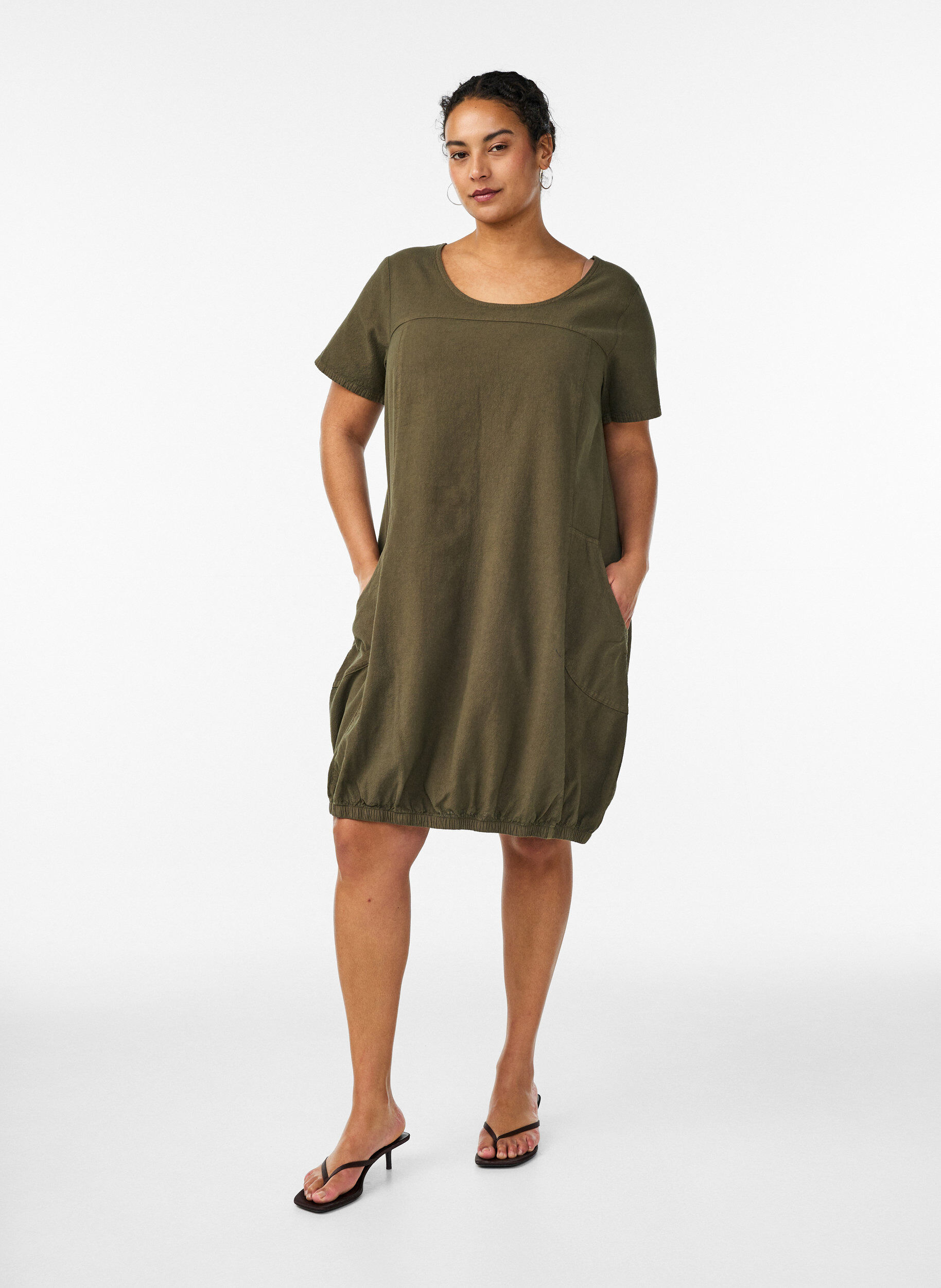 ZizziBawelniana sukienka z kr&oacute;tkim rekawem, Zielony, Model image number 1