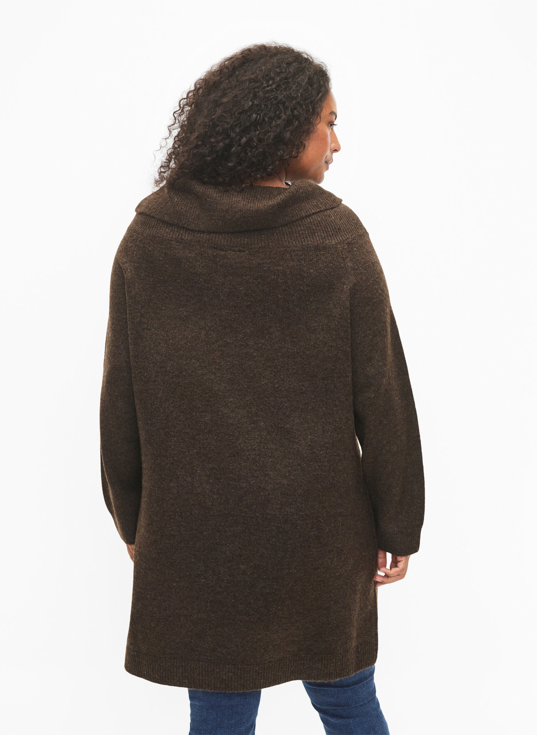 Zizzi Melanzowa sukienka z dzianiny, Demitasse Mel., Model image number 1