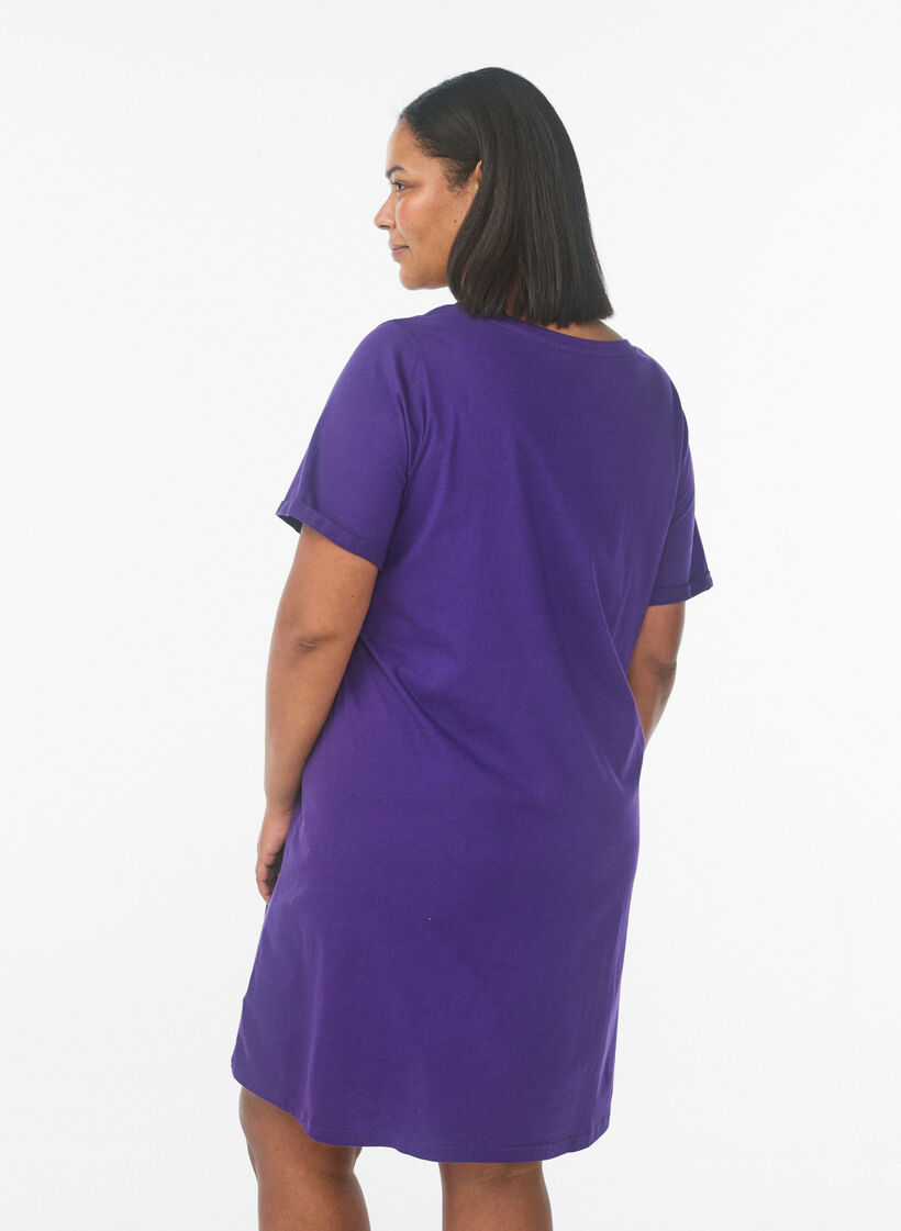 Koszula nocna z kr&oacute;tkim rekawem, wykonana z bawelny organicznej, Niebieskie, Model image number 2