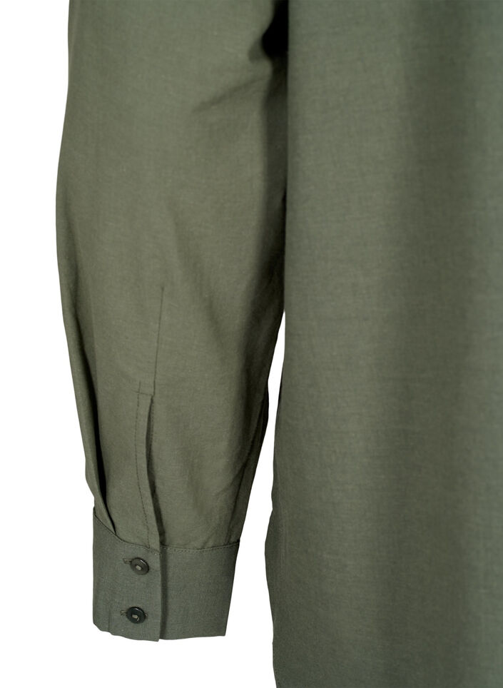 Bawelniana koszula z haftem angielskim, Thyme, Packshot image number 4