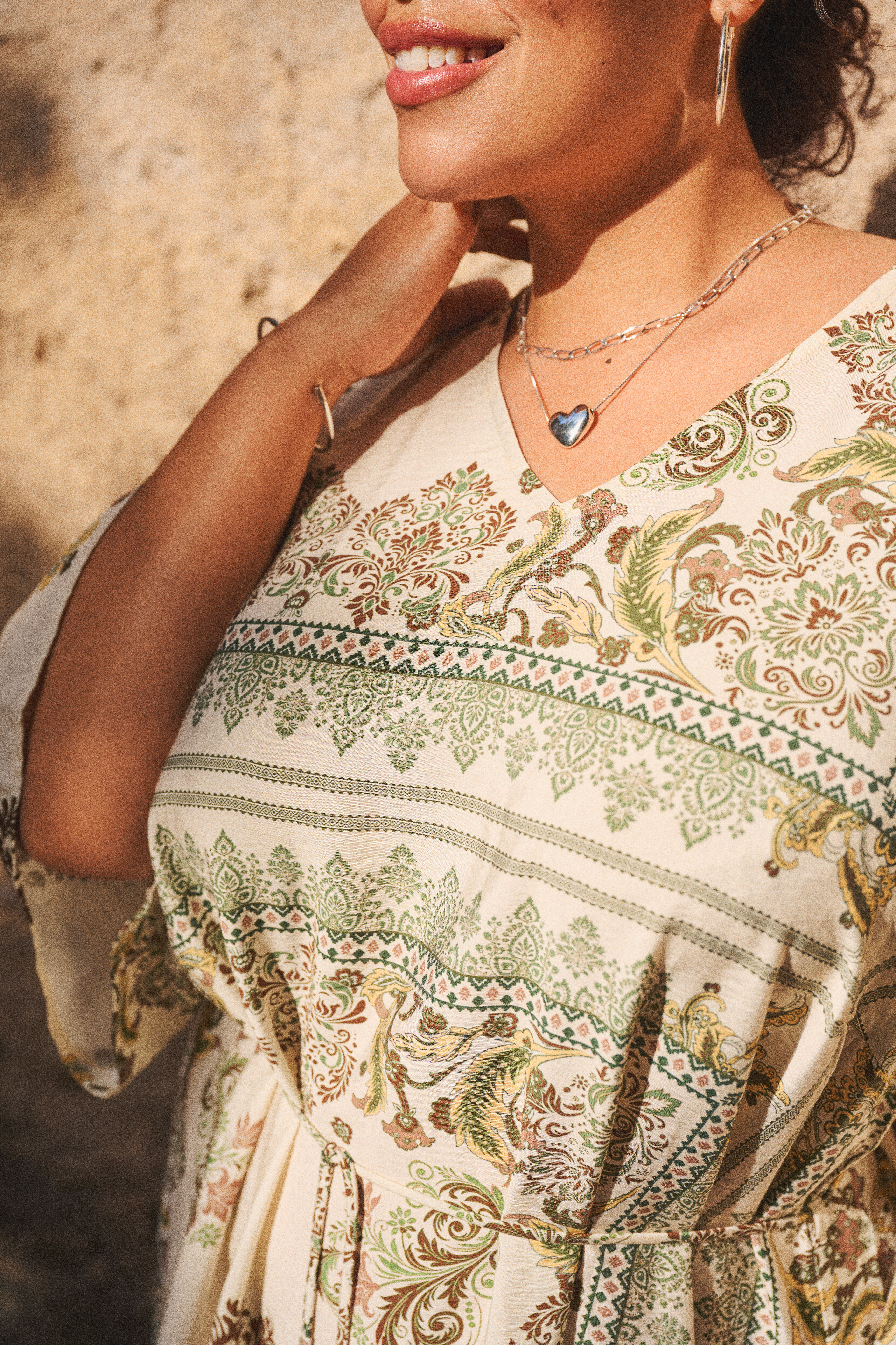 Zizzi Wzorzysta sukienka w odcieniach zieleni, , Model