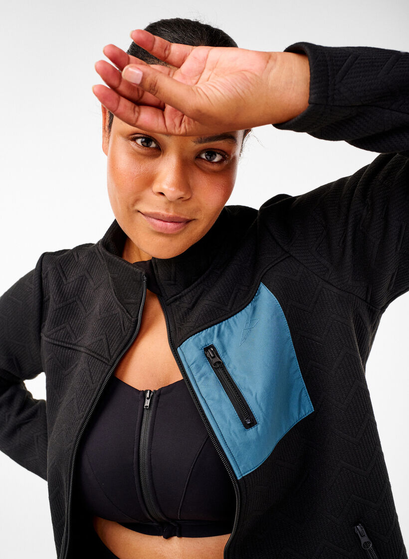 Sportowa kurtka z polaru z kieszeniami, Czarne, Image image number 0