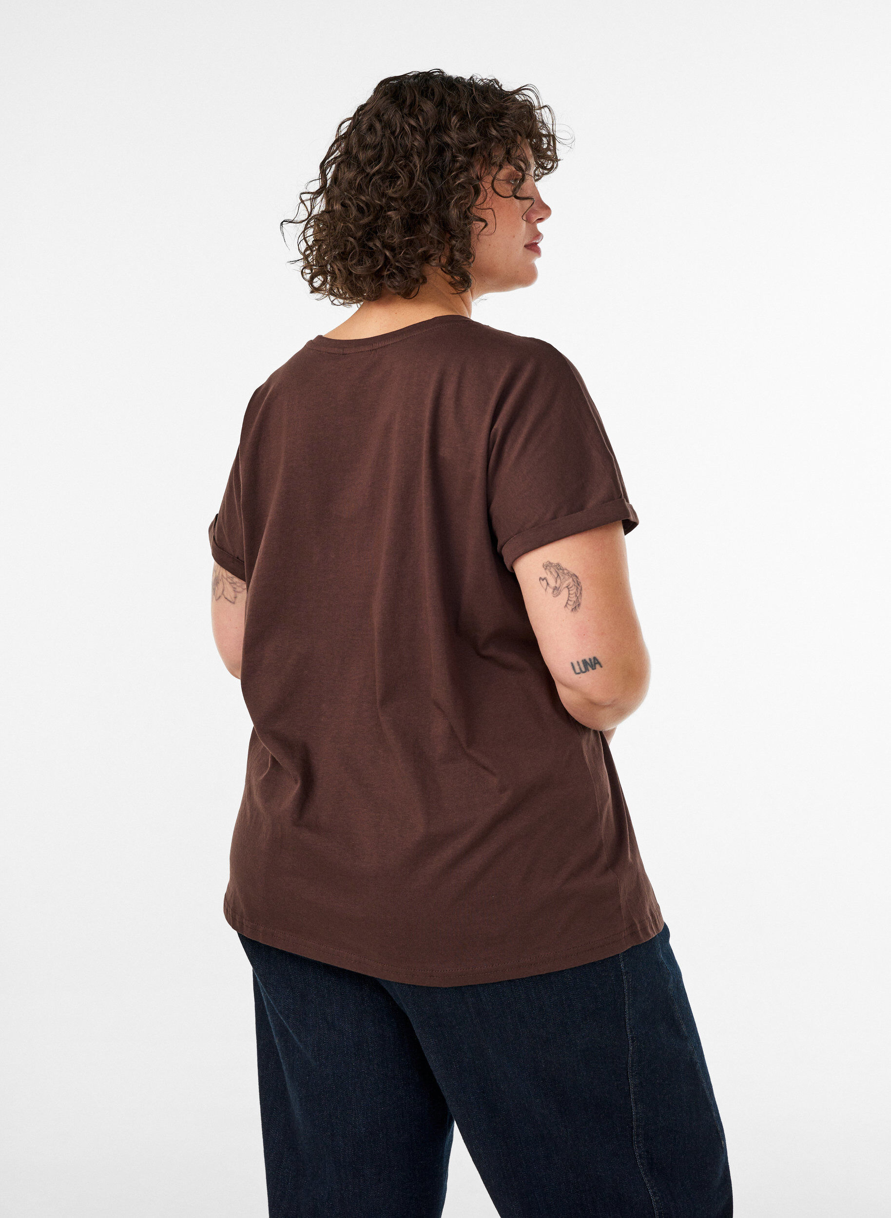 ZizziKoszulka bawelniana z nadrukiem kwiatowym, Brązowy, Model image number 2