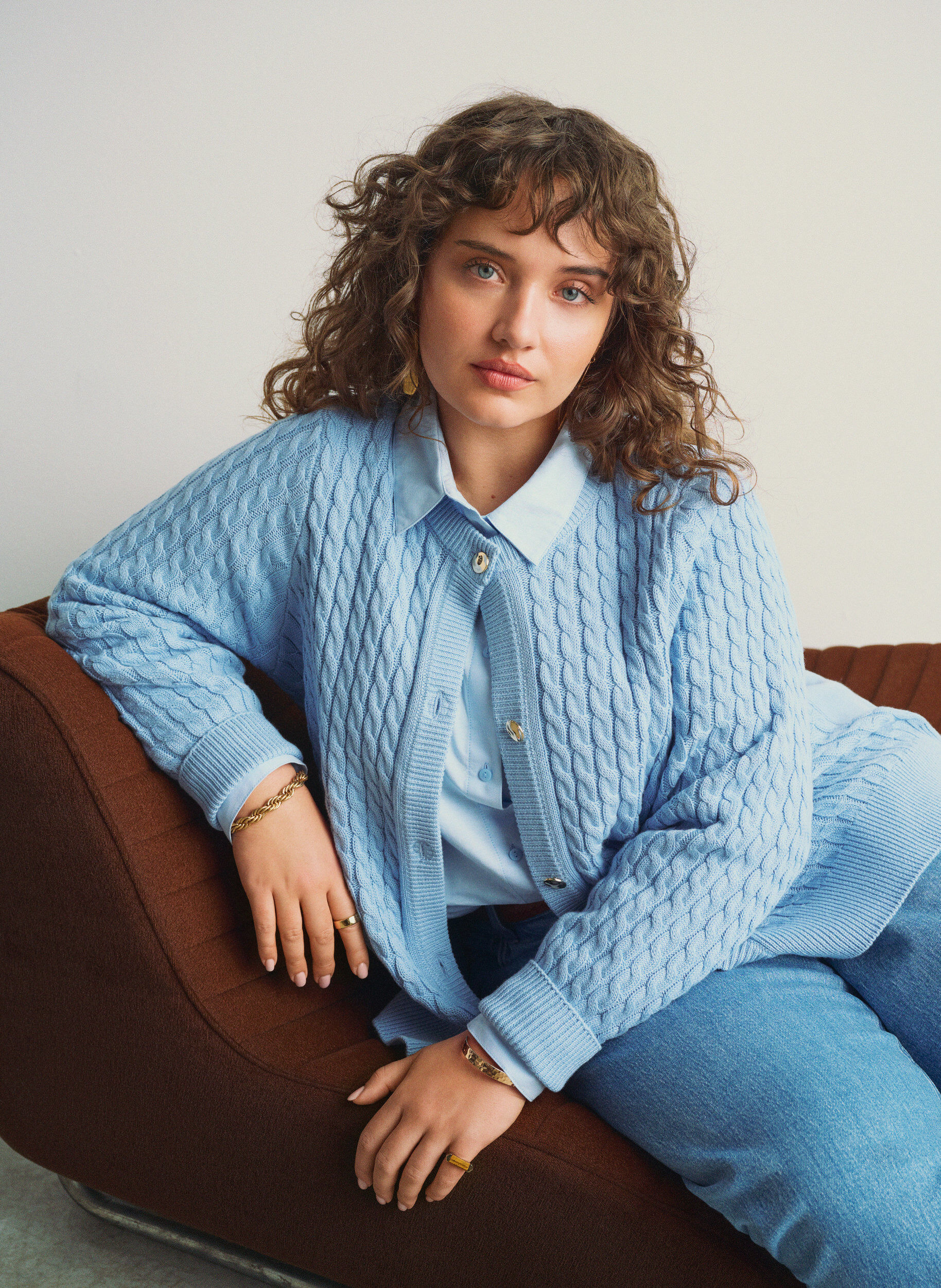 Zizzi Bawelniana koszula z dlugim rekawem, Niebieskie, Image image number 0