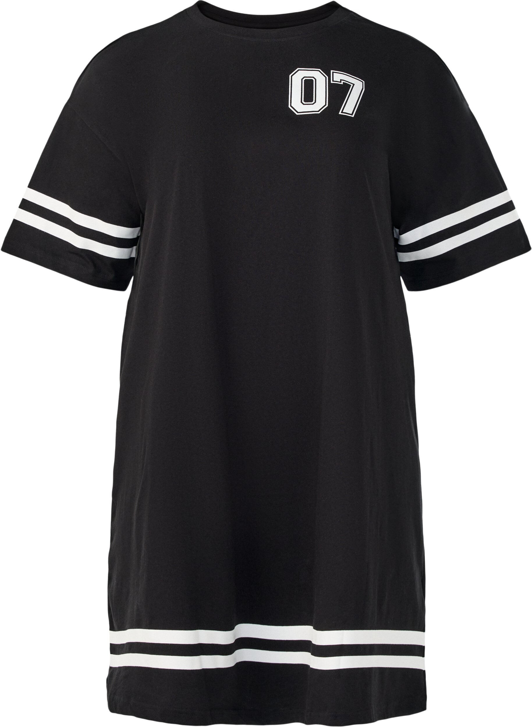 ZizziKr&oacute;tka sukienka koszulkowa ze sportowymi detalami, Czarne, Packshot image number 0