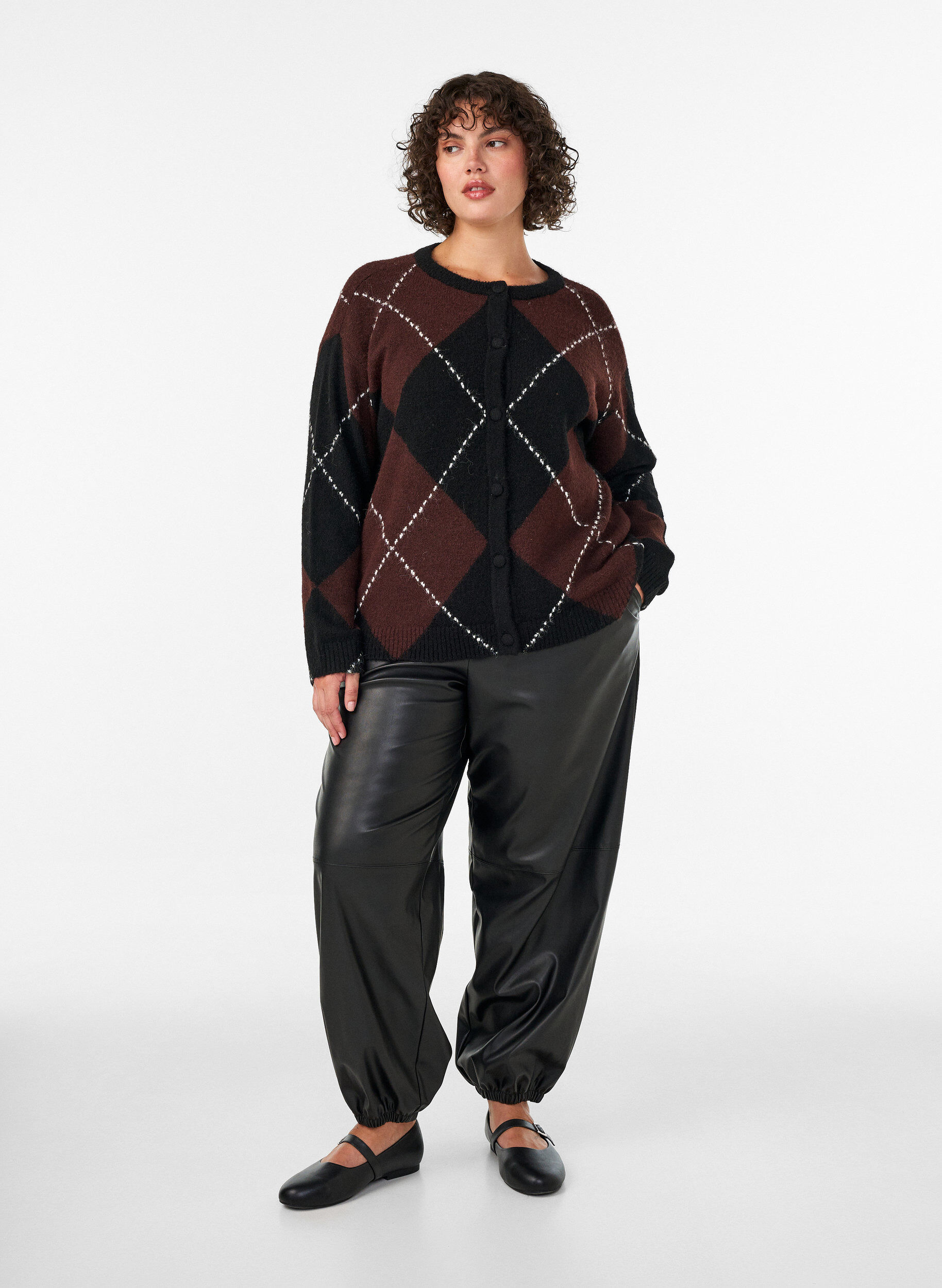 ZizziKardigan w krate argyle, Czarne, Model image number 1
