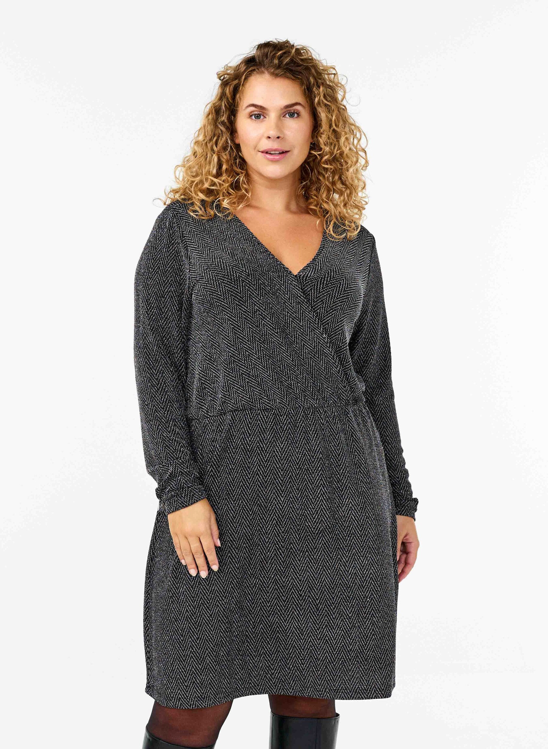 Zizzi Blyszczaca sukienka w zygzaki, Silver ZigZagShimmer, Model image number 0