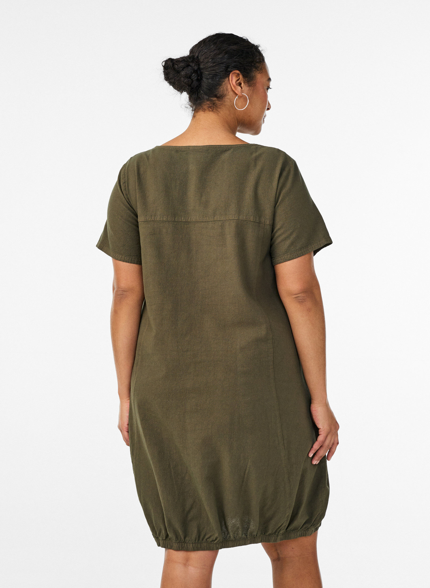 Zizzi Bawelniana sukienka z kr&oacute;tkim rekawem, Zielony, Model image number 2