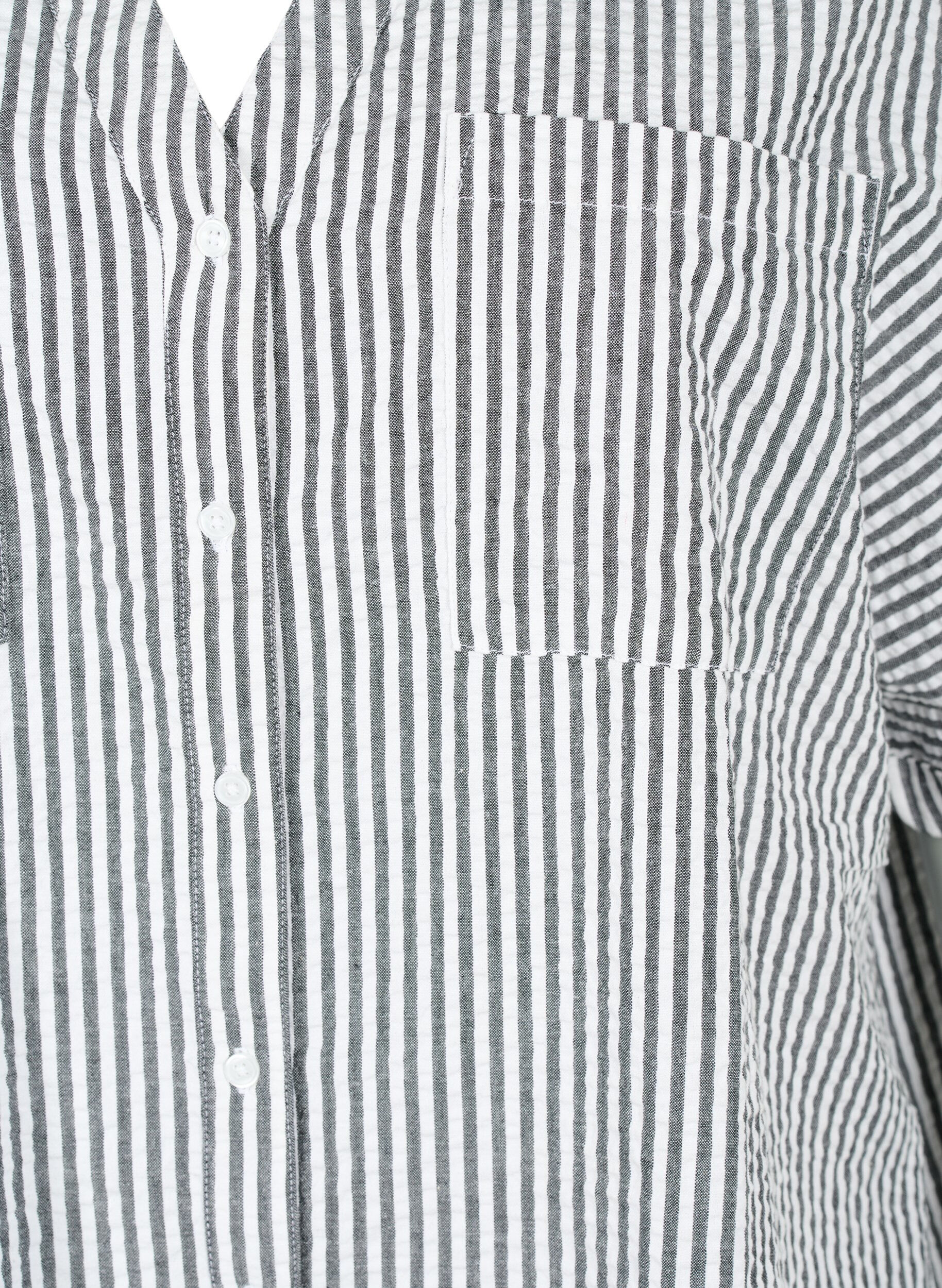 Zizzi Koszula w paski z kieszeniami na piersi, White/Black Stripe, Packshot image number 2