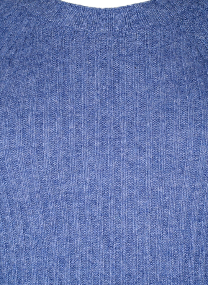 Dzianinowa sukienka w prazki z rozcieciem, Gray Blue Mel., Packshot image number 2