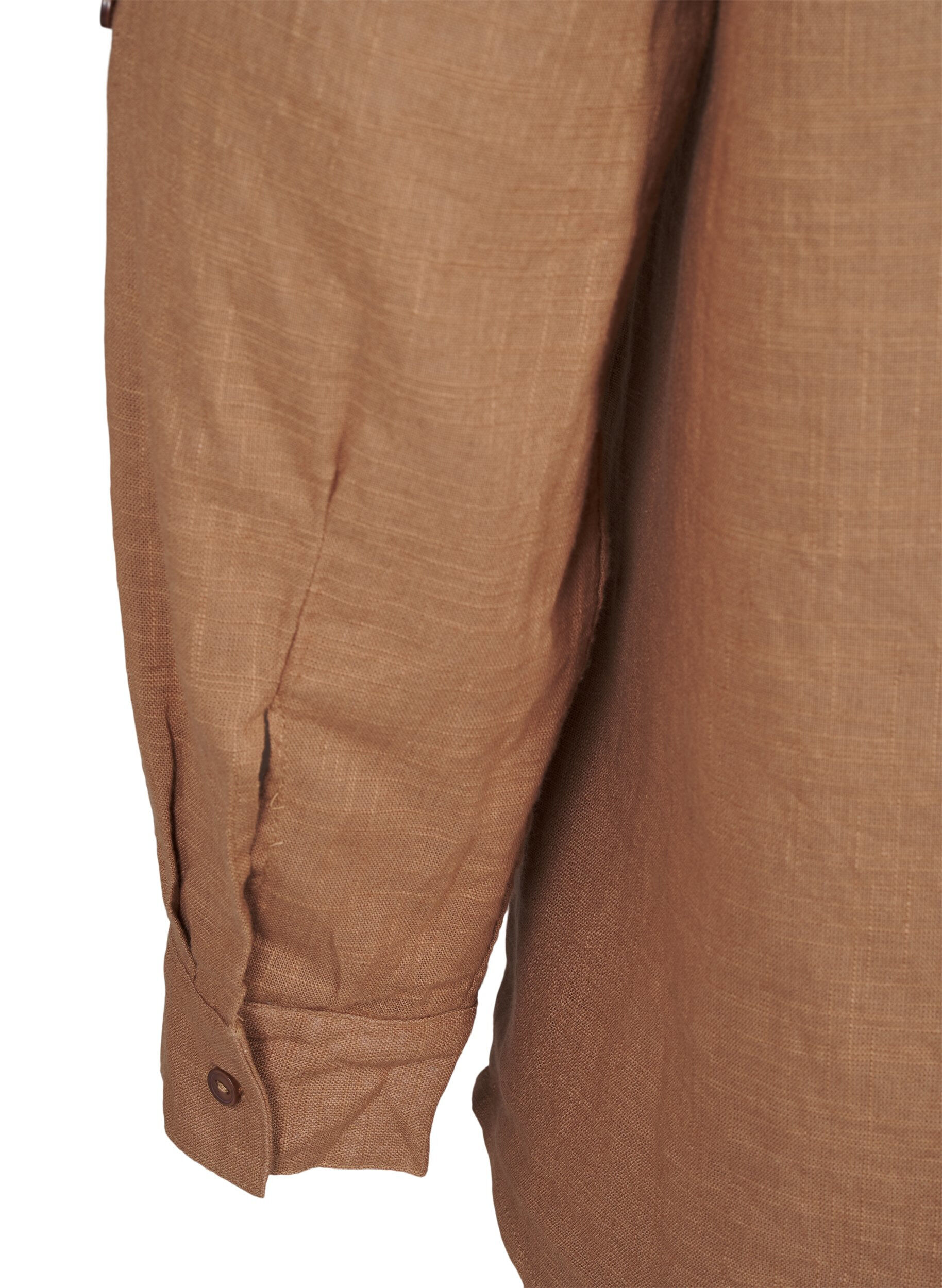 Zizzi Bawelniana bluzka koszulowa z&nbsp;dekoltem w&nbsp;serek, Coca Mocha, Packshot image number 3