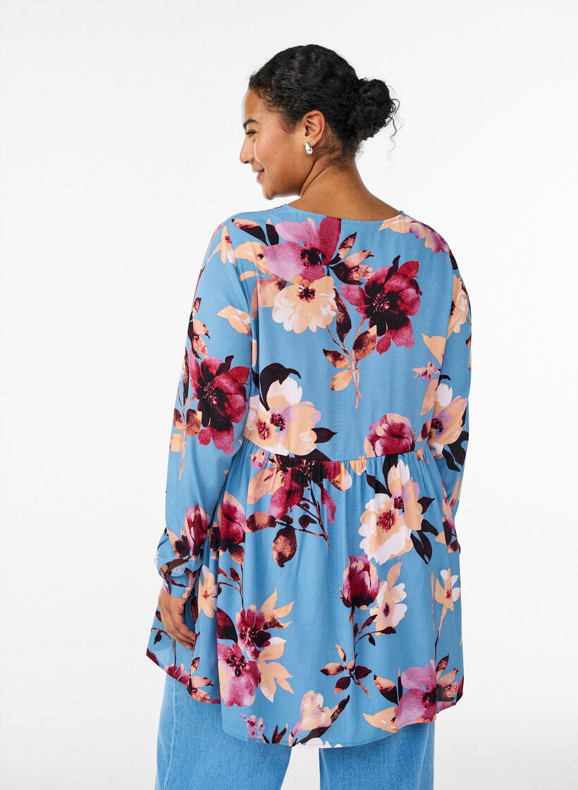 Tunika z dlugim rekawem i szwem, Niebieskie, Model image number 2