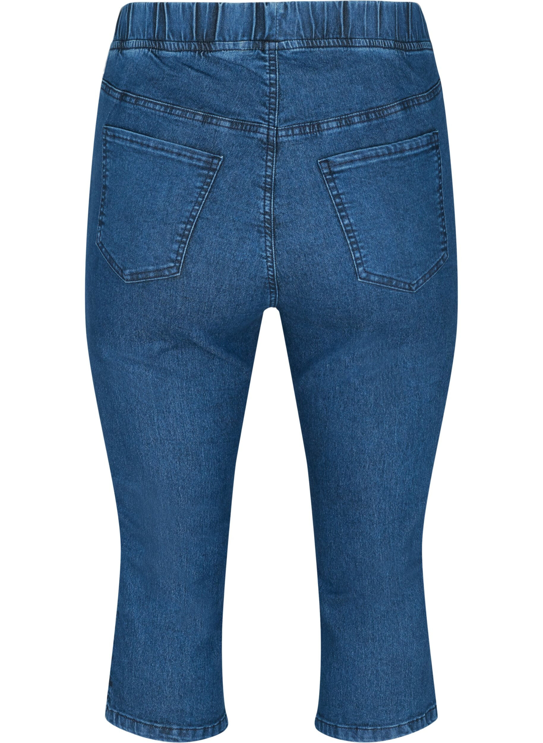Zizzi Cotton blend capris, Dark blue denim, Packshot image number 1