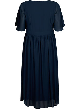 Dluga sukienka z plisami i krótkimi rekawkami, Total Eclipse, Packshot image number 1