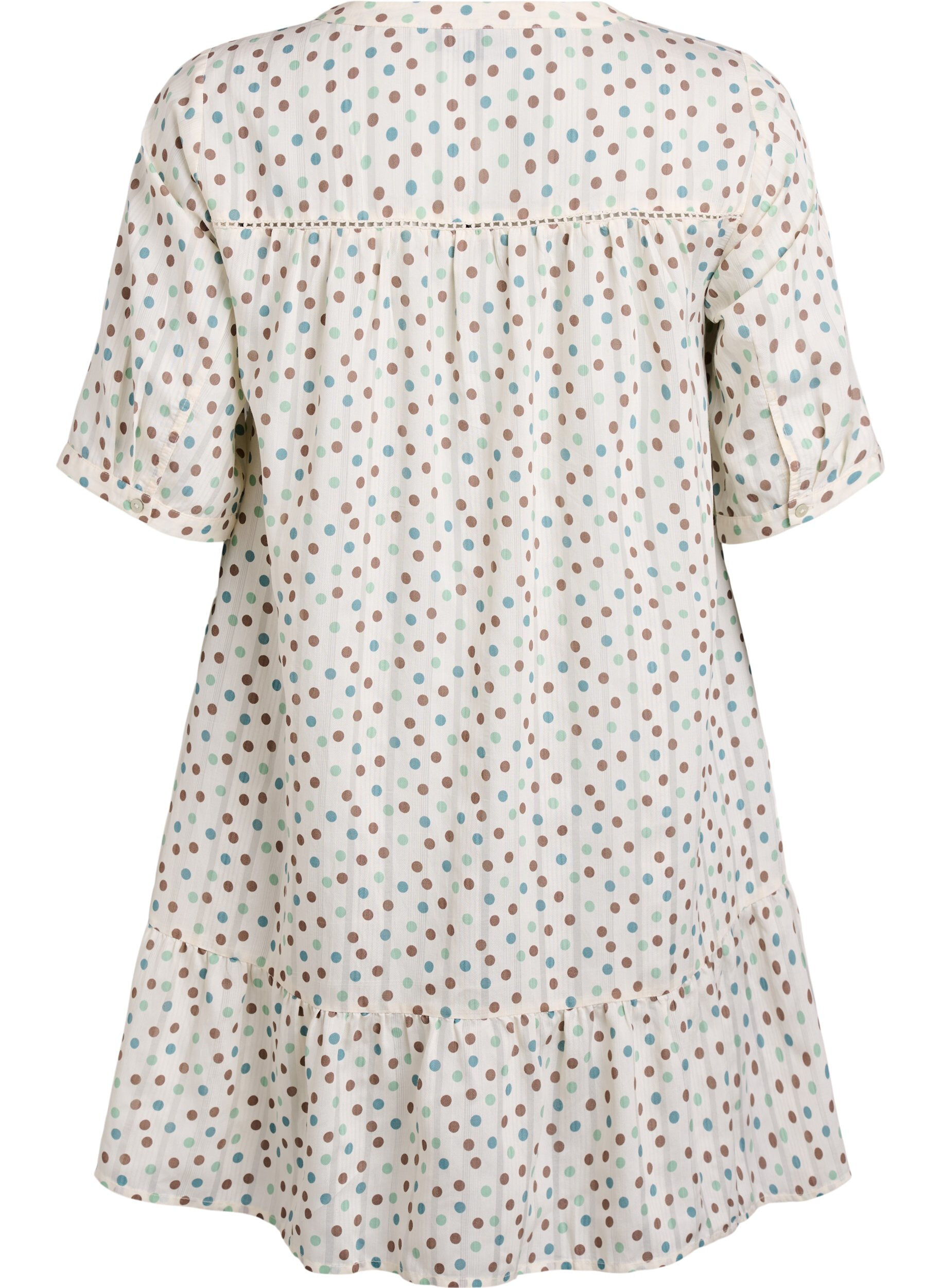 Zizzi Kr&oacute;tka wiskozowa sukienka o trapezowym kroju wykonczona koronka, Biały, Packshot image number 1